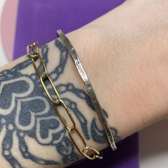 💛 Vintage 925 Handmade Hammered Bangle - Picture 3 of 4